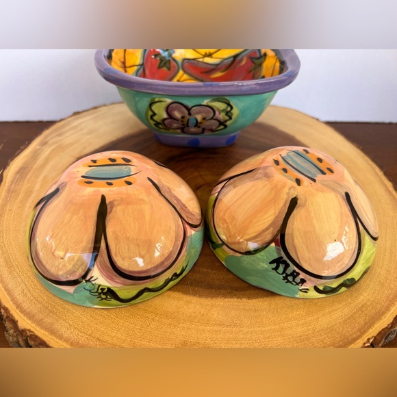 Kelly Jo Kuchar 4 PC Chip & Dip Set. Handpainted Handmade in Mexico. Signed. - Picture 10 of 16